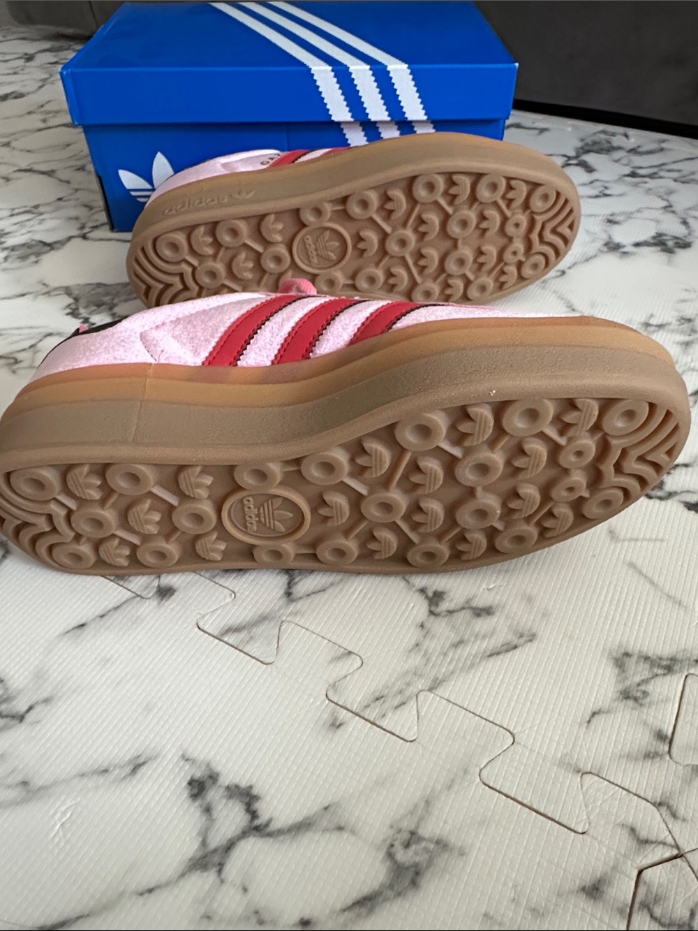 Platform Adidas Gazelle Bold Pink Suede Low-Top Sneakers with Gum Sole - Picture 4 of 7